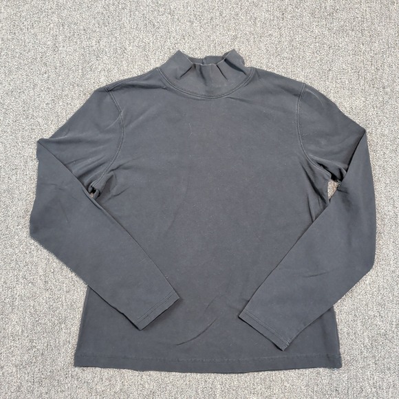 Talbots Classic Mock Neck Top Size Large Black Cotton Blend Minimalist Layering — photo 2